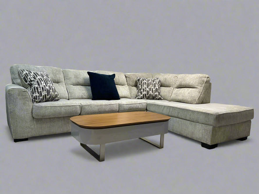 Plush Off-White Microfiber Chaise Sectional