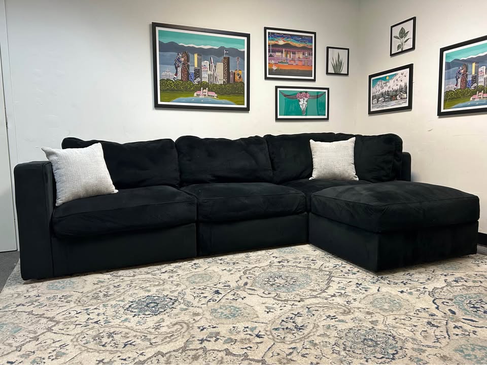 Obsidian Black Velvet LoveSac Sectional
