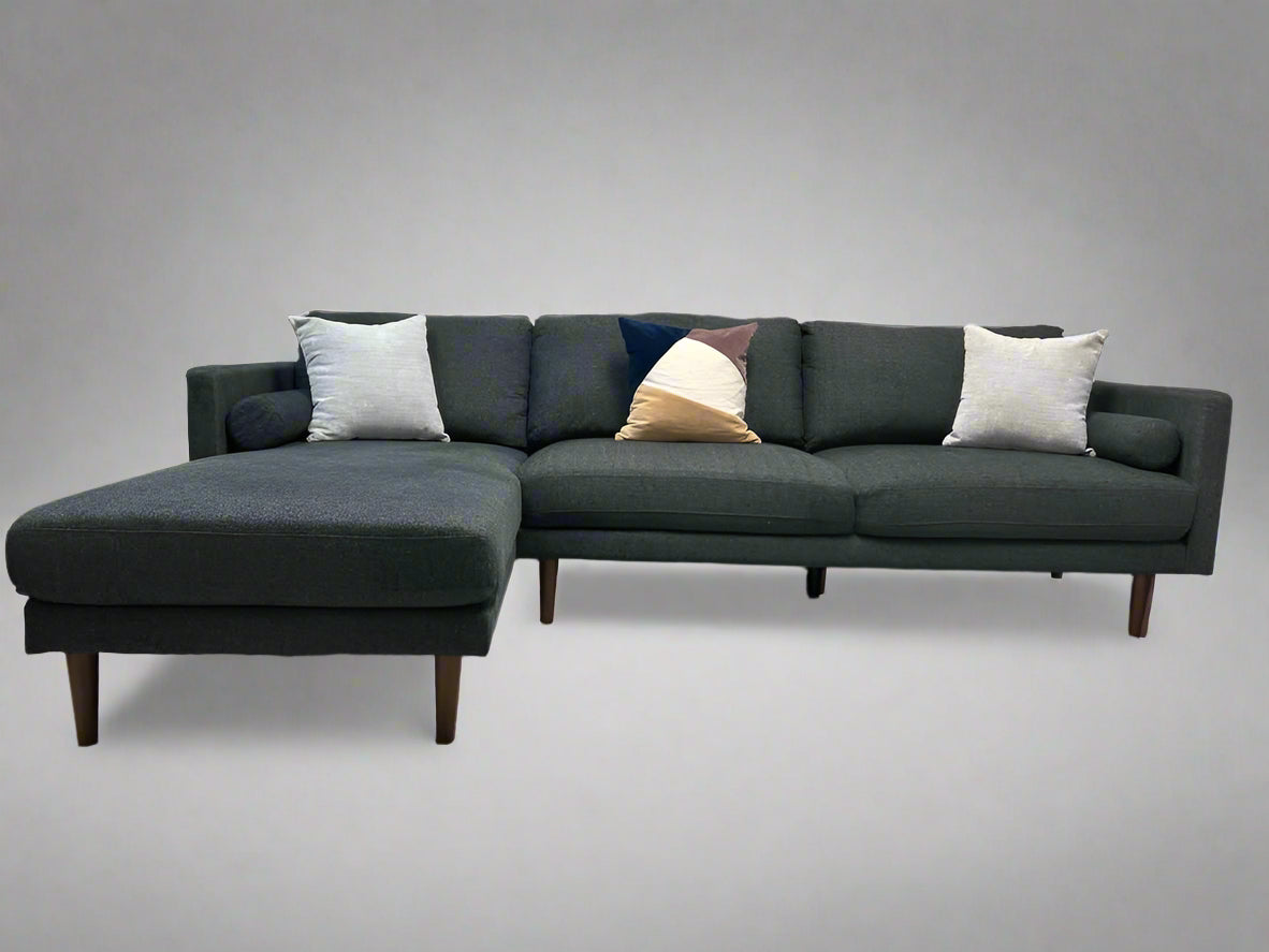Black Mid-Century Modern Chaise Sectional