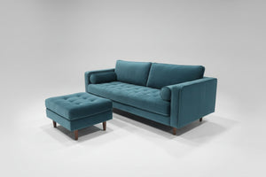 Article 88'' Sven Sofa w/Ottoman (Pacific Blue)