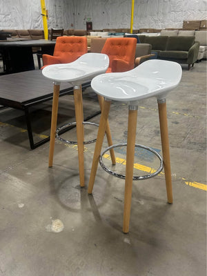 White Molded Shell Backless Stools (Set of 2)