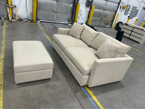 Crate & Barrel 83'' Lounge Sofa w/Storage Ottoman (Beige)