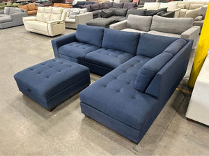 Thomasville Devyn Fabric Sectional w/Storage Ottoman (Navy)