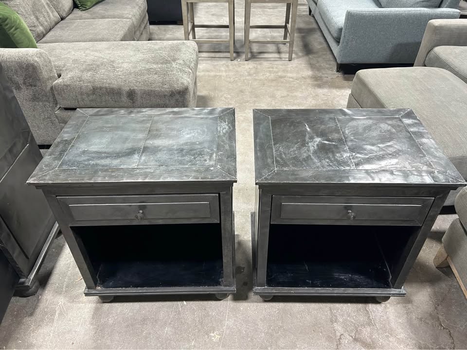 Restoration Hardware Annecy Metal Wrapped Nightstand Set