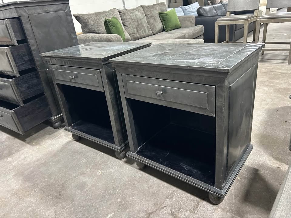 Restoration Hardware Annecy Metal Wrapped Nightstand Set