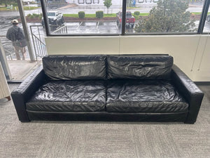 RH Maxwell Leather 2-Cushion Sofa (Ebony)