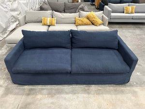 World Market Navy Brynn Feather Filled Sofa