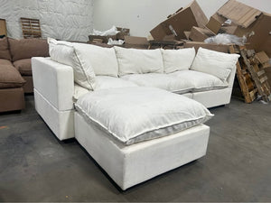 Albany Park 122'' Kova Pillow Cushion Sofa + Ottoman (Oyster White)