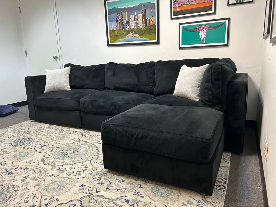 Obsidian Black Velvet LoveSac Sectional