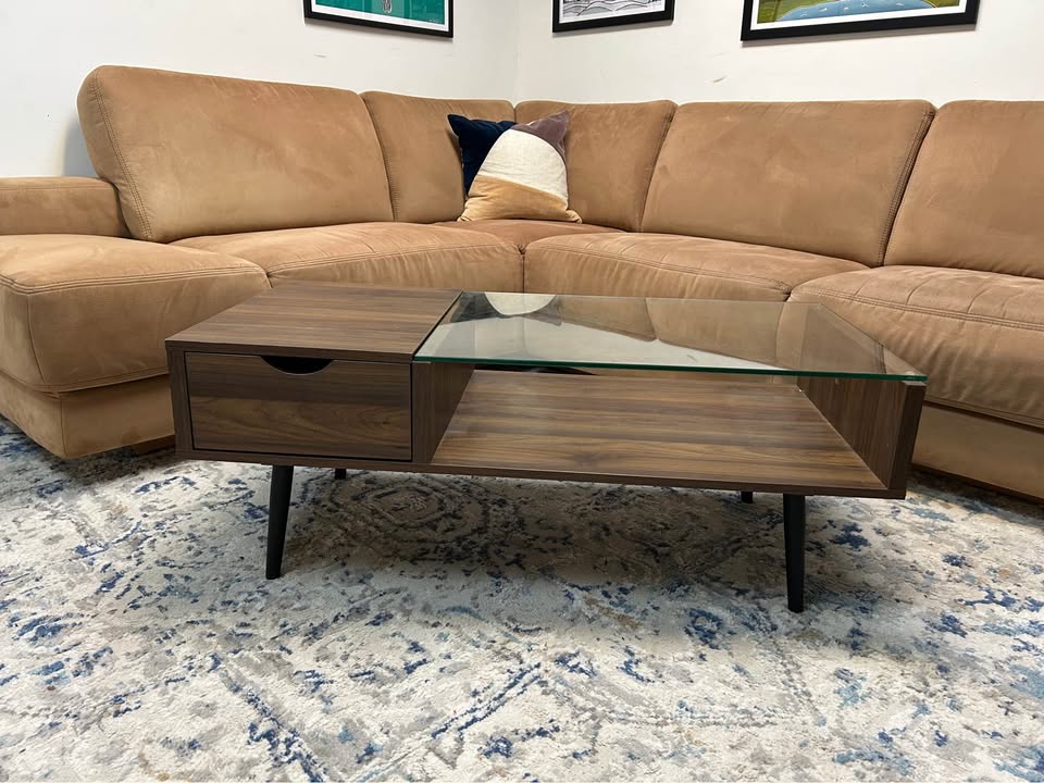 Small Mid-Century Modern Glass-Top Coffee Table