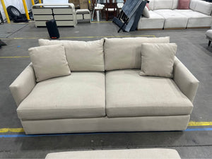 Crate & Barrel 83'' Lounge Sofa w/Storage Ottoman (Beige)