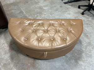 Tufted Tan Leather Storage Ottoman