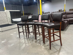 Dark Brown Leather Bar Stools (Set of 4)