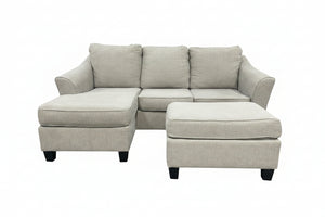 Light Gray Reversible Chaise Sectional w/Ottoman
