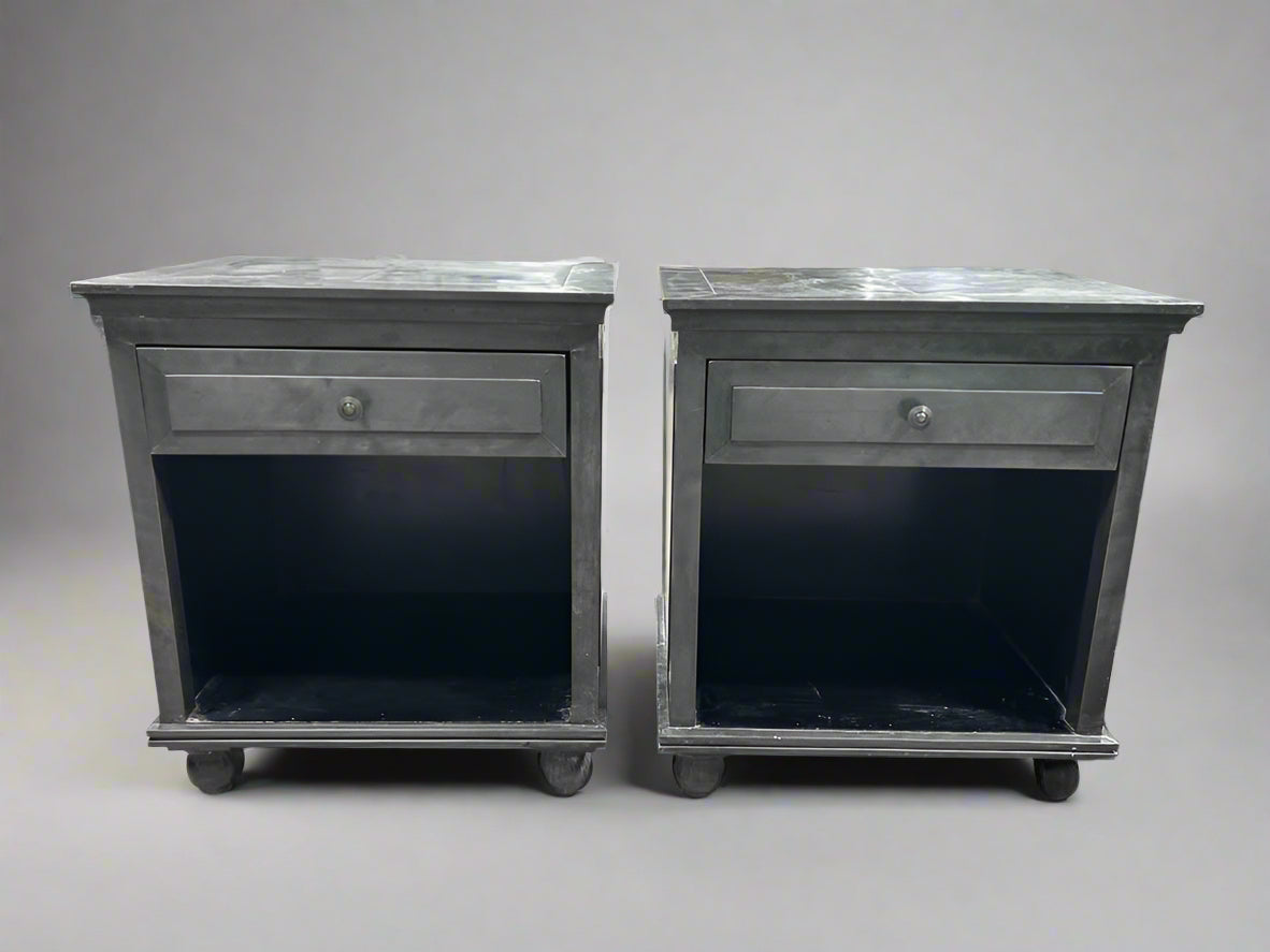 Restoration Hardware Annecy Metal Wrapped Nightstand Set