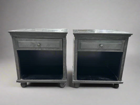 Restoration Hardware Annecy Metal Wrapped Nightstand Set