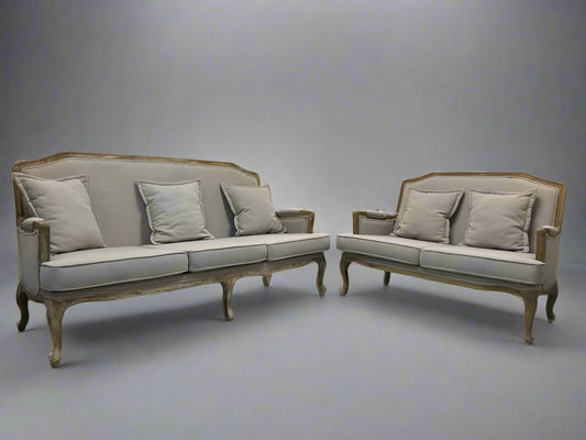 2-Piece Baxton Studio Gray Constanza Classic French Sofa And Loveseat Set