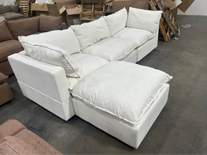 Albany Park 122'' Kova Pillow Cushion Sofa + Ottoman (Oyster White)