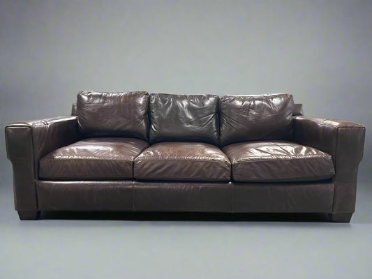 Bernhardt Dark Brown Leather 94'' Dawkins Sofa
