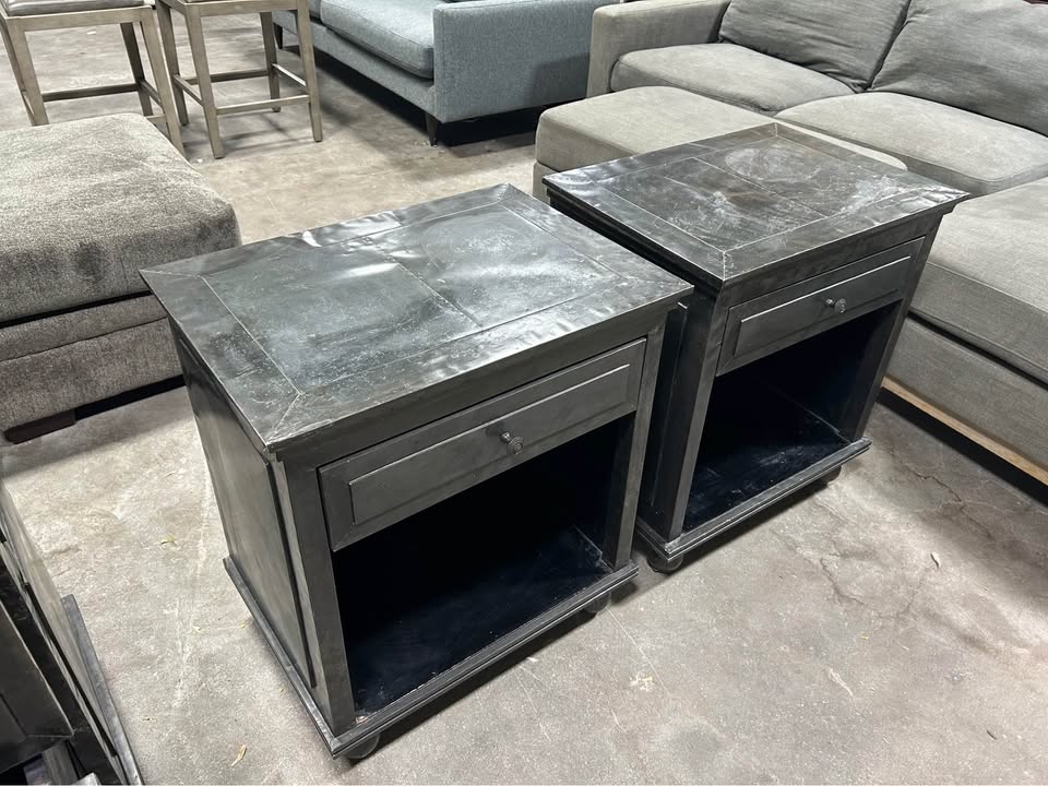 Restoration Hardware Annecy Metal Wrapped Nightstand Set