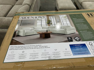 Aiden & Ivy Monroe 6-Piece Fabric Power Reclining Sectional