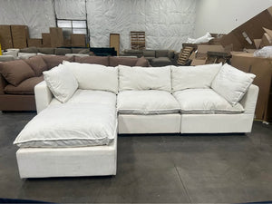 Albany Park 122'' Kova Pillow Cushion Sofa + Ottoman (Oyster White)