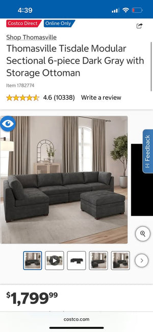 Thomasville Tisdale 6-Piece Modular Sectional w/Storage Ottoman