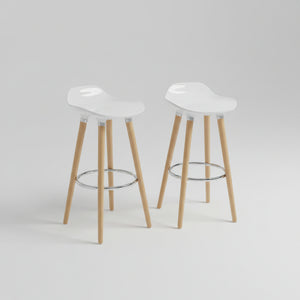 White Molded Shell Backless Stools (Set of 2)