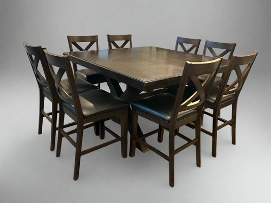 Contemporary 9-Piece Solid Hardwood Espresso Dining Set