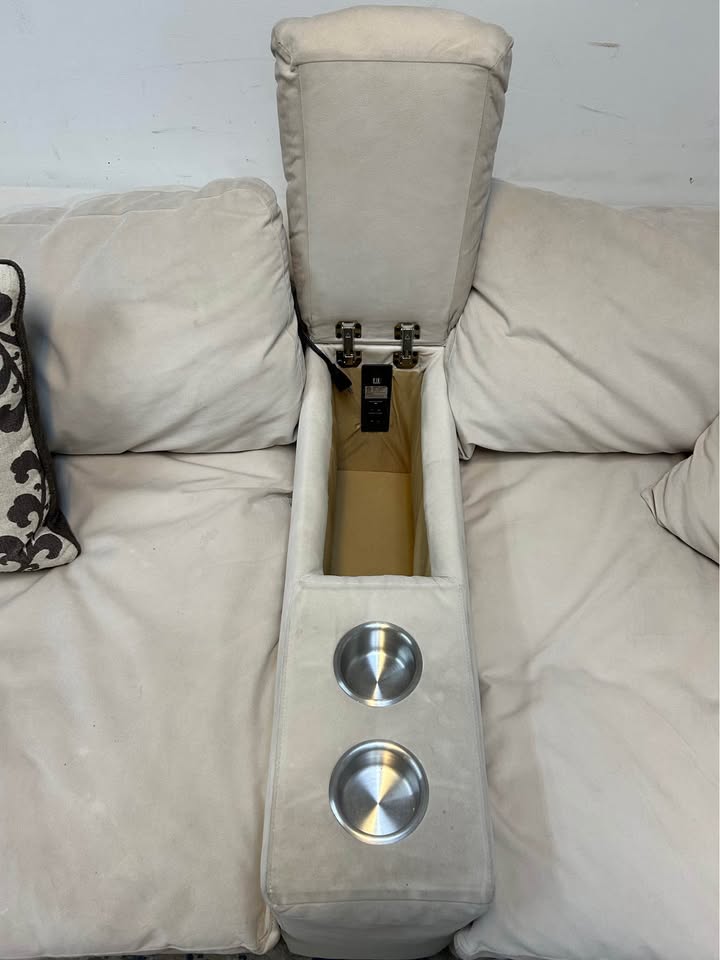 Modular Off-White Cloud Sectional With Cupholders And Charging Ports