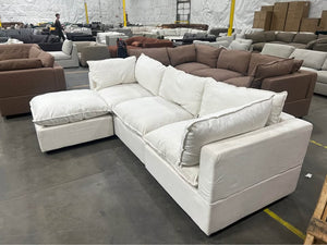 Albany Park 122'' Kova Pillow Cushion Sofa + Ottoman (Oyster White)