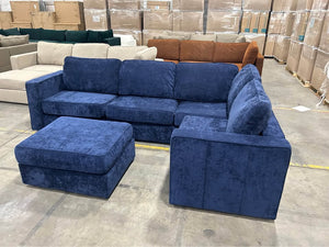 *Perfect Condition* Sapphire Navy Corded Velvet LoveSac (5 Seat/7 Side)