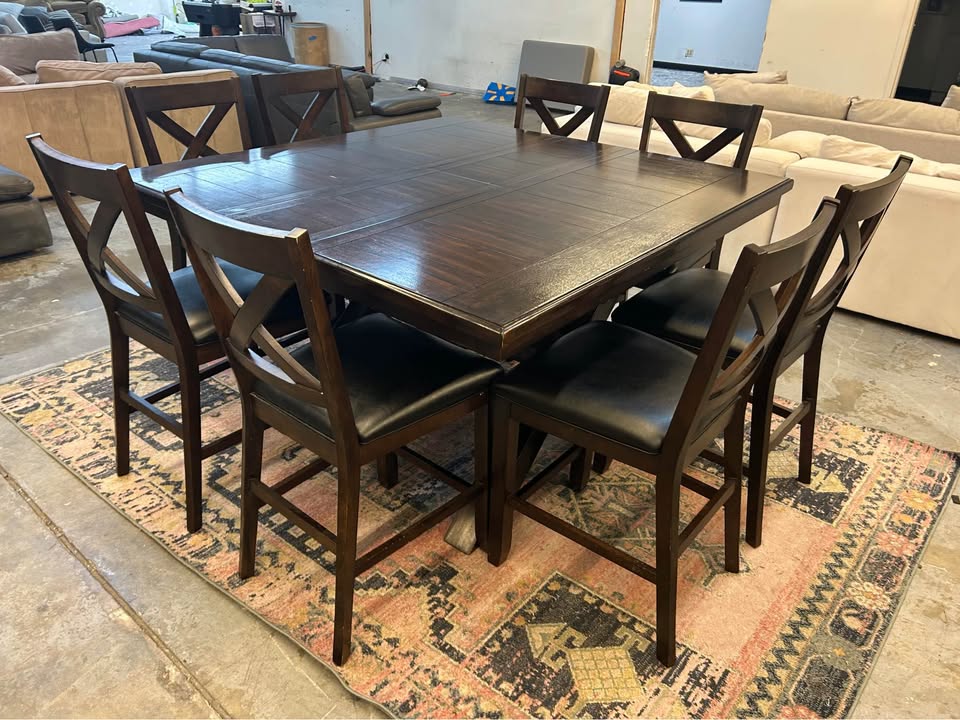 Contemporary 9-Piece Solid Hardwood Espresso Dining Set