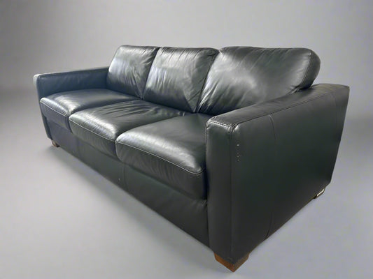 Italsofa Black Leather Carlo II Sofa