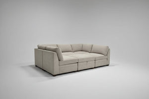 Thomasville Tisdale 6-Piece Modular Sectional w/Storage Ottoman (Taupe)