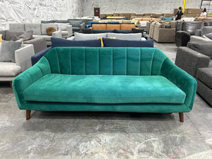 Emerald Green Velvet 74'' MCM Sofa