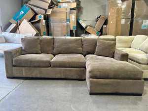 Crate & Barrel Taupe Axis 2-Pc Chaise Sectional