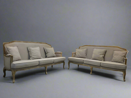 2-Piece Baxton Studio Gray Constanza Classic French Sofa Set