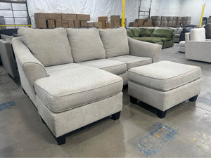 Light Gray Reversible Chaise Sectional w/Ottoman