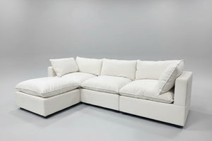 Albany Park 122'' Kova Pillow Cushion Sofa + Ottoman (Oyster White)