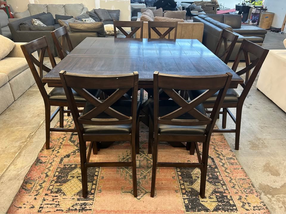 Contemporary 9-Piece Solid Hardwood Espresso Dining Set