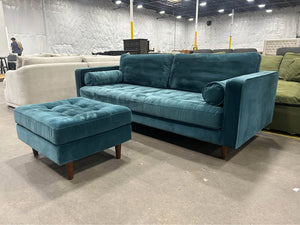 Article 88'' Sven Sofa w/Ottoman (Pacific Blue)