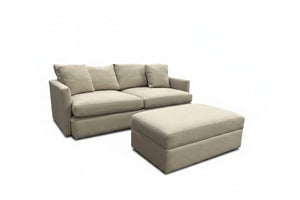 Crate & Barrel 83'' Lounge Sofa w/Storage Ottoman (Beige)