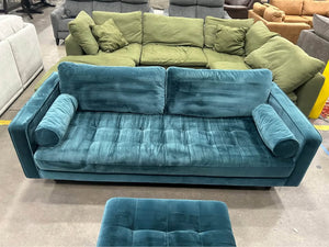 Article 88'' Sven Sofa w/Ottoman (Pacific Blue)