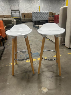 White Molded Shell Backless Stools (Set of 2)