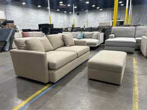 Crate & Barrel 83'' Lounge Sofa w/Storage Ottoman (Beige)