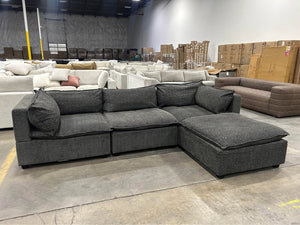 Albany Park 122'' Kova Box Cushion Sectional (Charcoal)