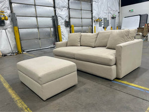 Crate & Barrel 83'' Lounge Sofa w/Storage Ottoman (Beige)