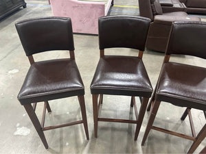 Dark Brown Leather Bar Stools (Set of 4)