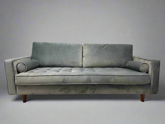 All Modern Gray Velvet MCM Geo Sofa